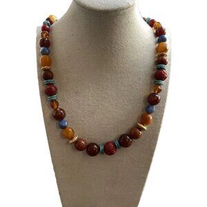 Vintage Liz Claiborne Necklace LCI Beaded Inch Multi Color Signed Sz 28”
